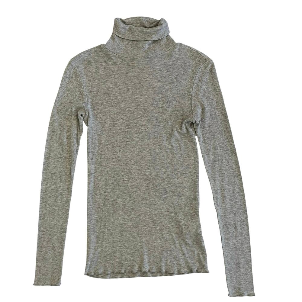 Polo Ralph Lauren Turtleneck Top Womens S Stretch Knit Y2K Fitted Classic Preppy